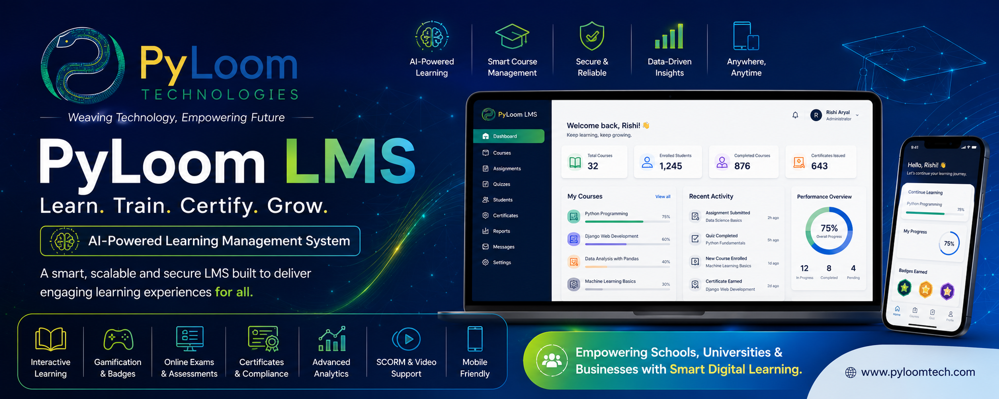PyLoom LMS – AI-Powered Learning Management & Education Governance Platform cover